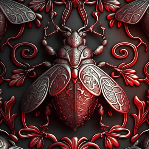 Silver and Red Beetle Wallpaper